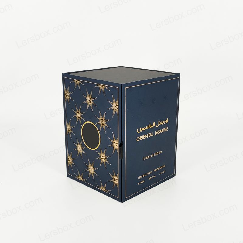 Cutie de parfum rigidă de lux cu logo -ul personalizat din folie de aur și tavă EVA elegantă HP002
