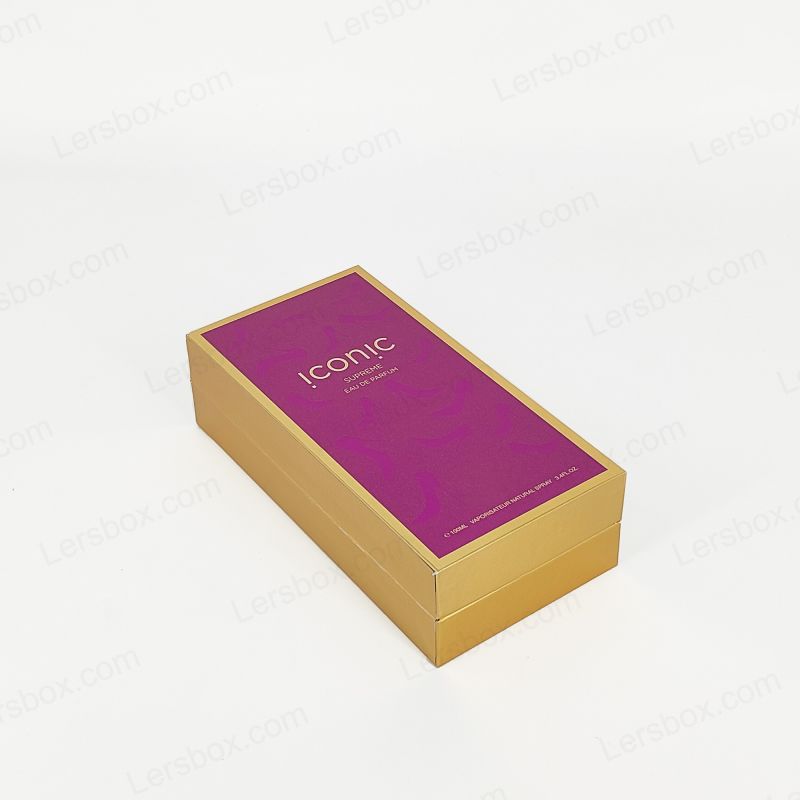 Cutie elegantă de parfumuri cu folie de aur cu tavă Eva și design rigid realizat manual HP014