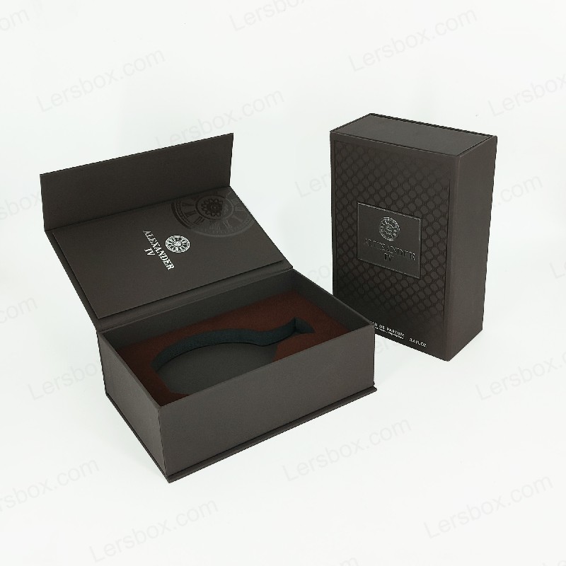 Cutie de parfum cu ștampilă de aur cu capac rigid și inserție EVA pentru prezentare de lux HP021