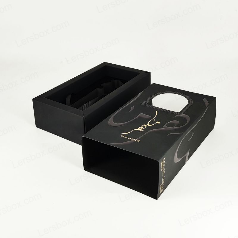 Cutie de parfum handmade cu folie de aur în relief, tavă EVA și construcție rigidă HP027