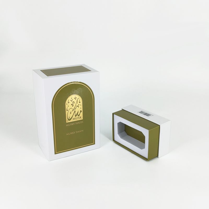 Cutie de parfum în relief cu folie de aur cu tavă EVA, bază rigidă și design elegant HP031